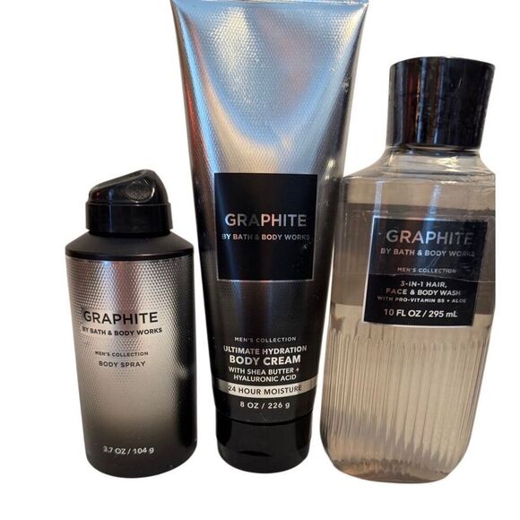 Bath and Body Works Men’s GRAPHITE 3 Piece Set - Picture 1 of 5